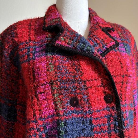 NWT vintage mohair blend red plaid jacket - Picture 2 of 8